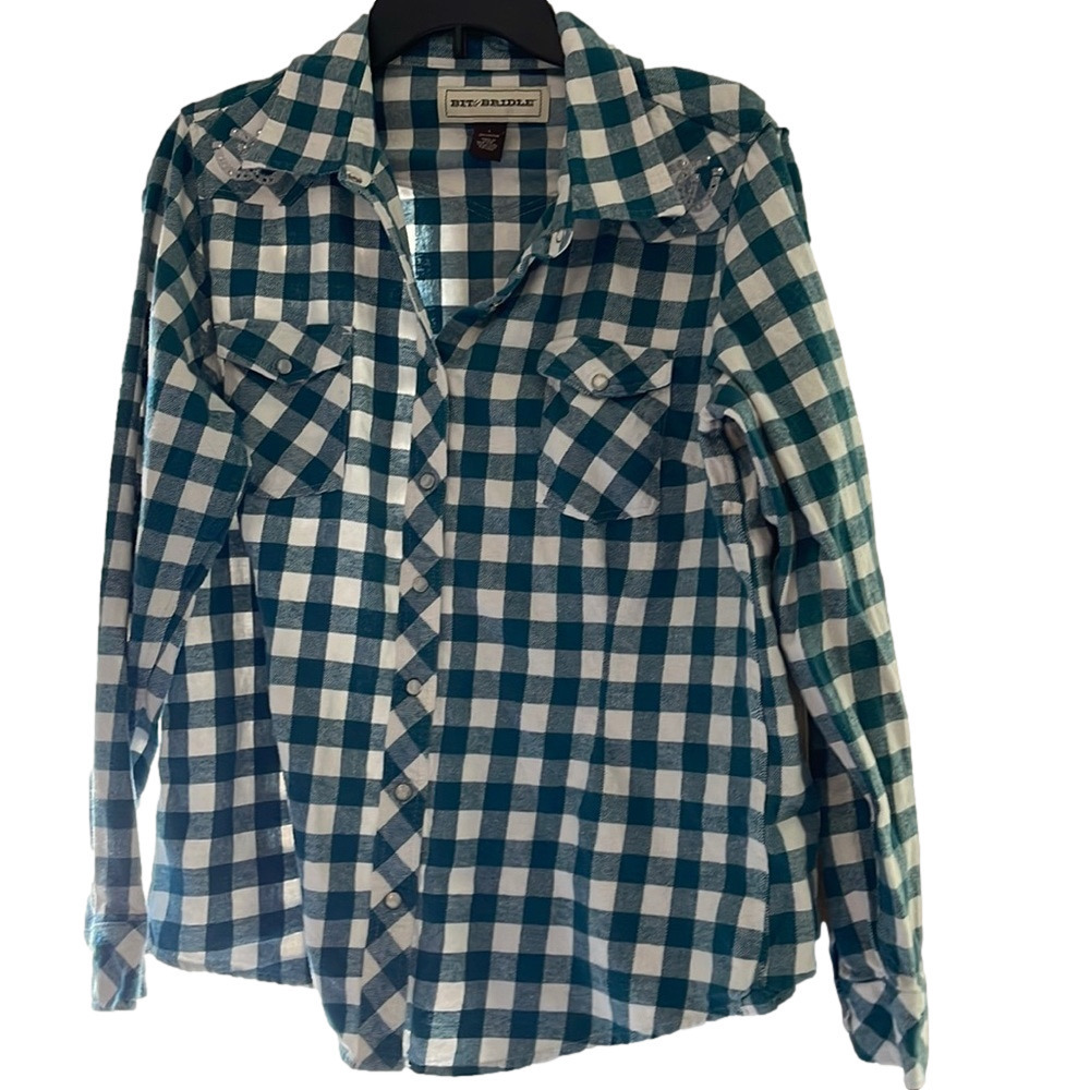 Nice Bit and Bridle flannel button up shirt L